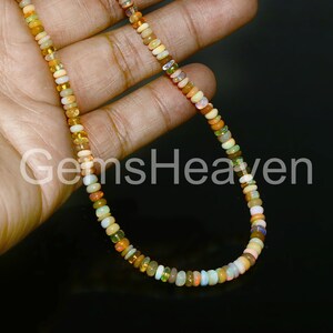 Collier de perles rondelles d&#39;opale d&#39;Éthiopie AAA : bijoux de pierres précieuses flashy