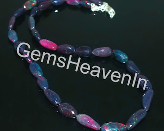 Faceted Ethiopian Opal Nugget Beads, Blue Galaxy Gemstone Necklace