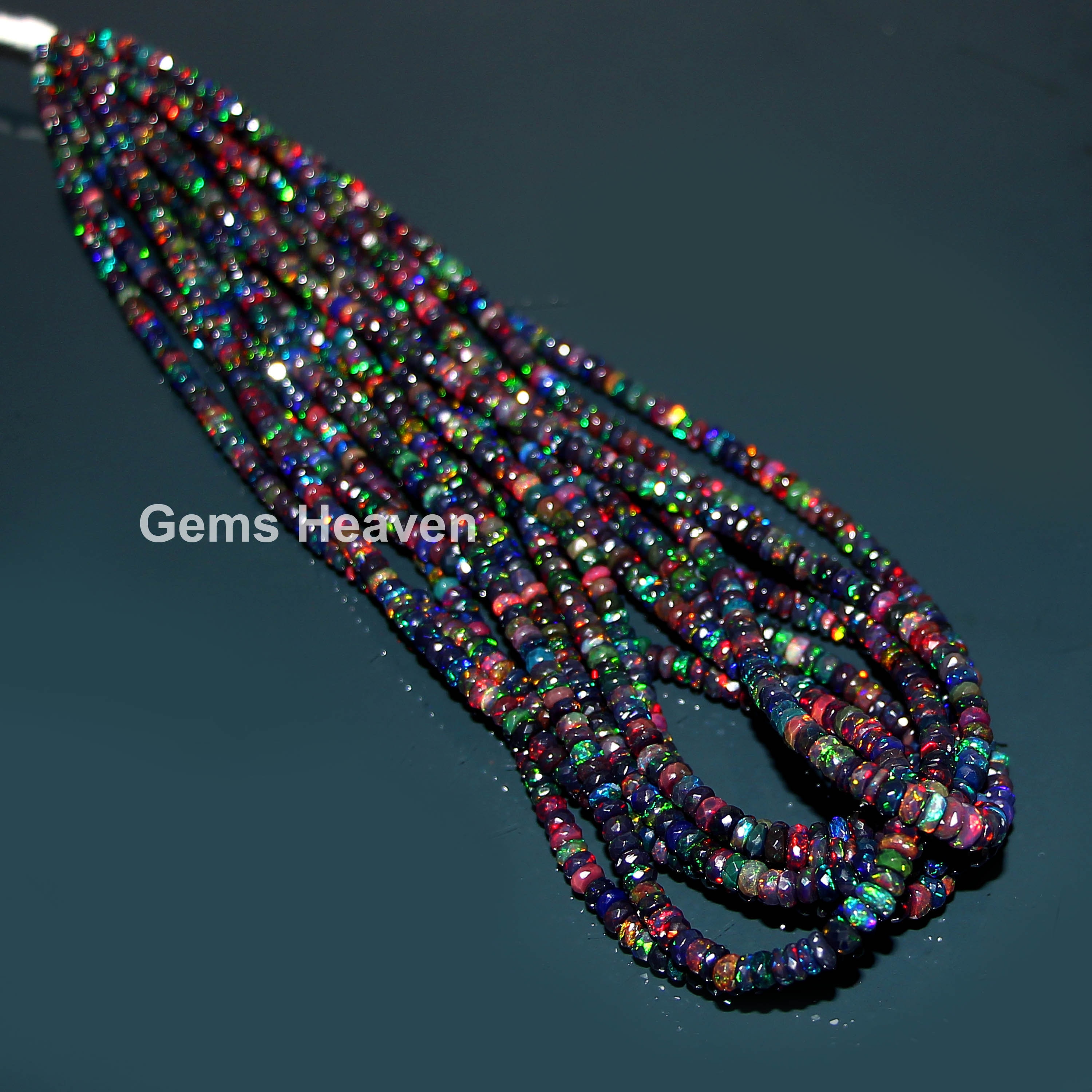 Opal Beads | Smooth opal Rondelle Beads Natural Ethiopian Opal Beads yellow Multi Fire Opal Wholesale Beads 3-5 MM size Beads