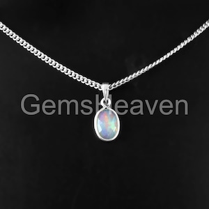 Ethiopian Welo Opal Silver Pendant Necklace: Handmade Sterling Silver Jewelry