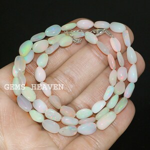 Ethiopian Opal Nugget Bead Necklace: Multi-Color Gemstone Jewelry