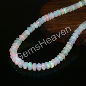 AAA++ Top Quality Opal Beads, Faceted Rondelle Opal Beads, White Opal Beads, Ethiopian Opal Gemstone Beaded Necklace, Gift For Birthday