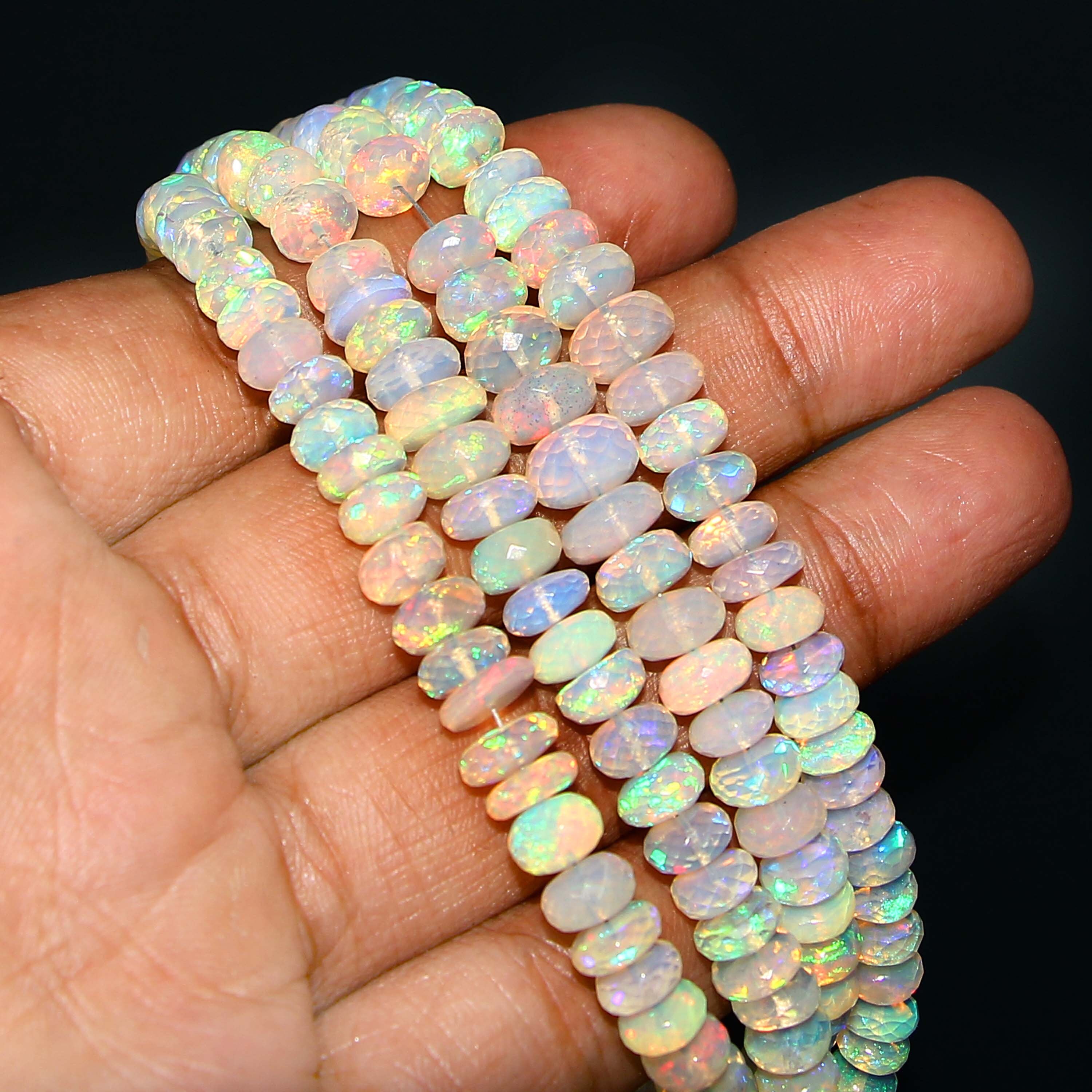 Opal Beads | Smooth opal Rondelle Beads Natural Ethiopian Opal Beads yellow Multi Fire Opal Wholesale Beads 3-5 MM size Beads Opal Beads | Smooth opal Rondelle Beads Natural Ethiopian Opal Beads yellow Multi Fire Opal Wholesale Beads 3-5 MM size Beads