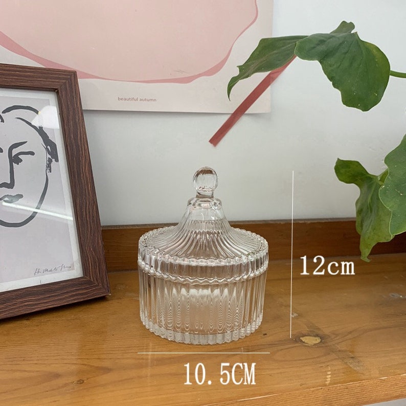 Vintage Crystal Glass Jar Jewelry Box Etsy