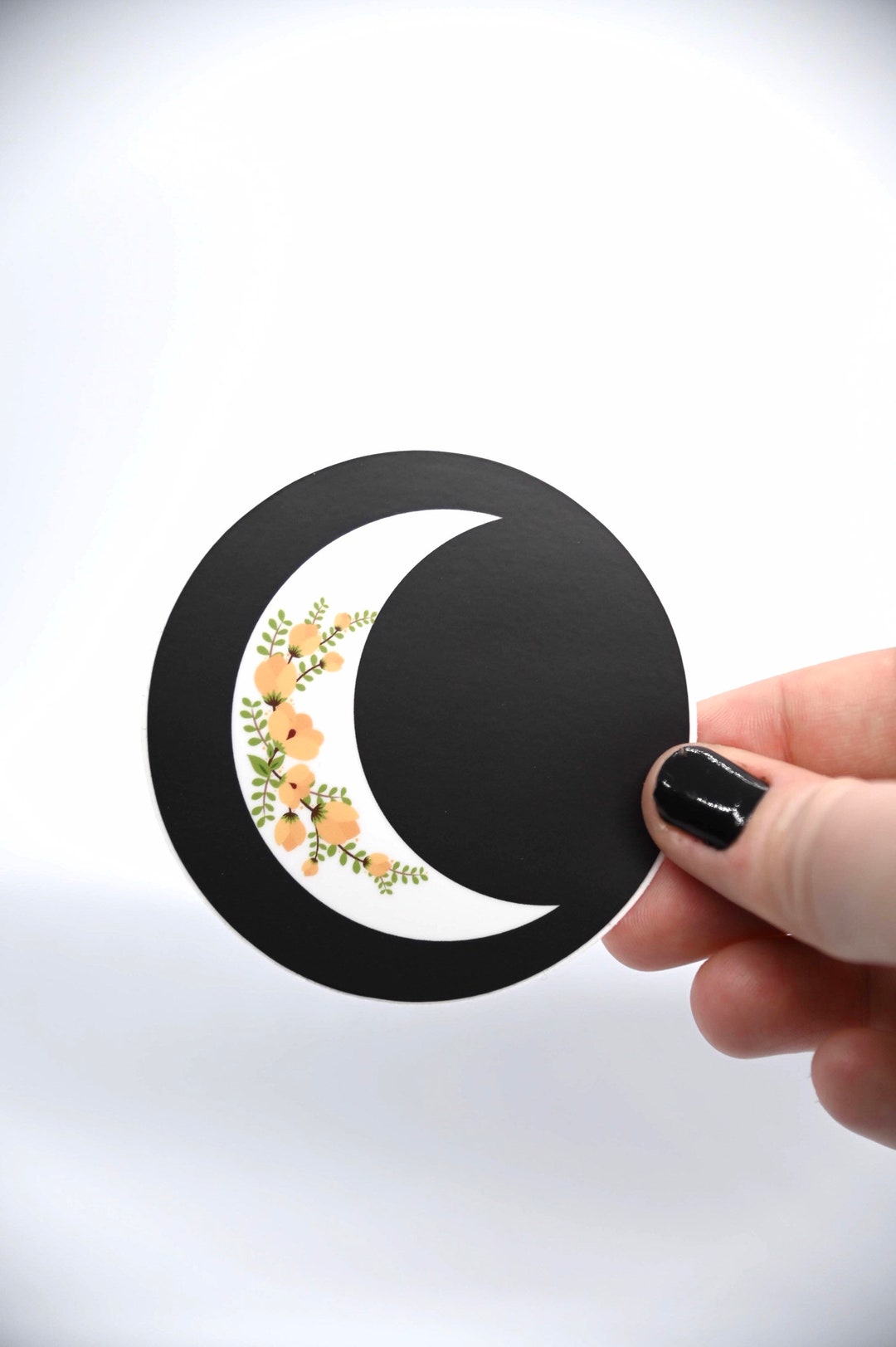 Floral Moon Sticker - Etsy