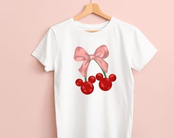 Mickey Shaped Cherries and Bow Tshirt