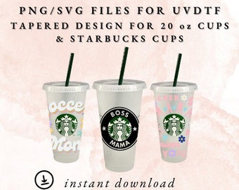 PNG, UVDTF e imprimir y luego cortar archivos de descarga digital para vasos acrílicos y vasos Starbucks Bulk Design Bundle Mom Theme