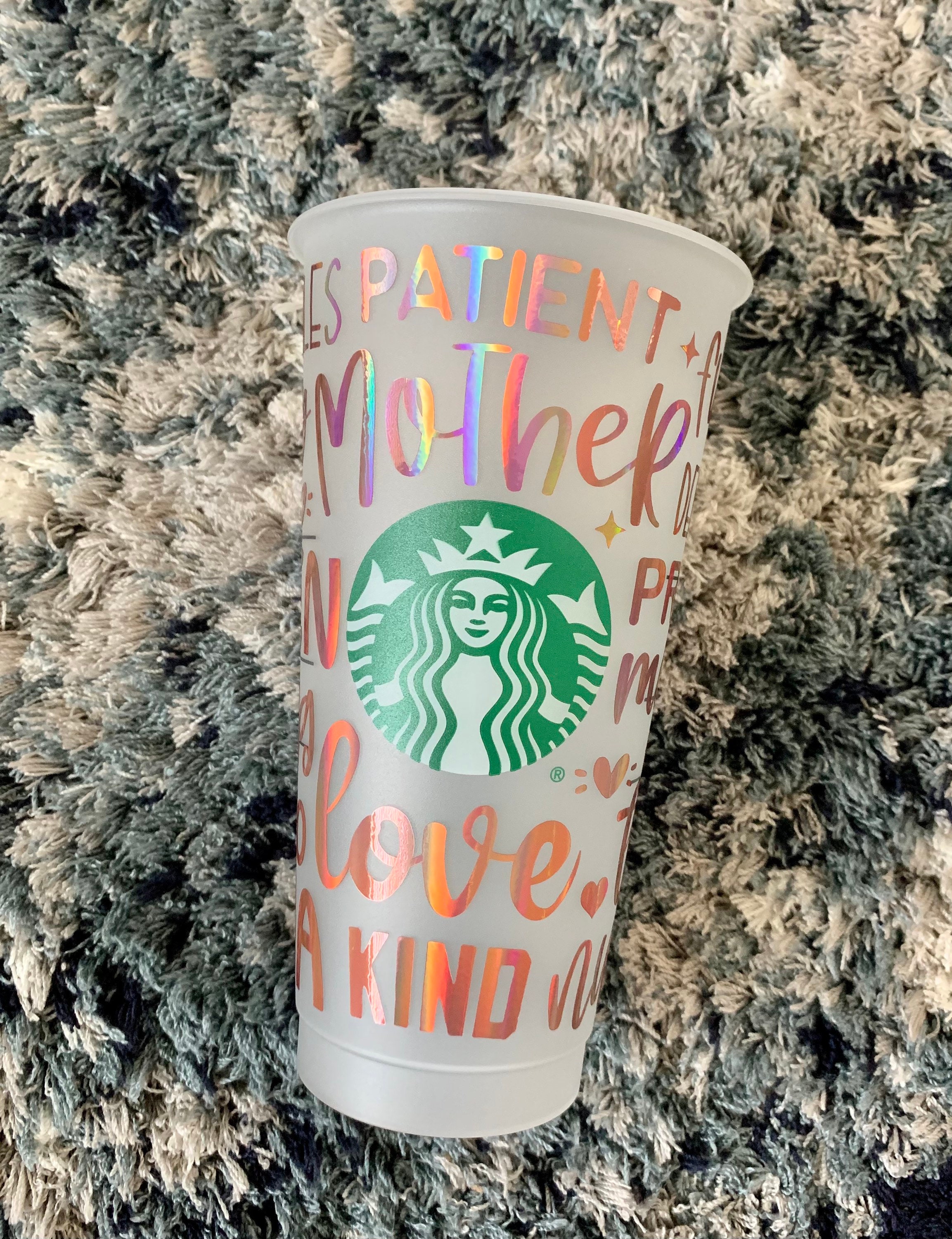 Mothers Day Gift Starbucks Cup with Rose Gold holographic Etsy