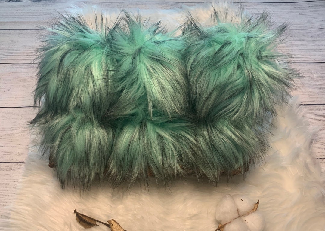 Mint Faux Fur Pom, Beanie Pom Poms, Hat Pom Poms, Oversize Pom Poms