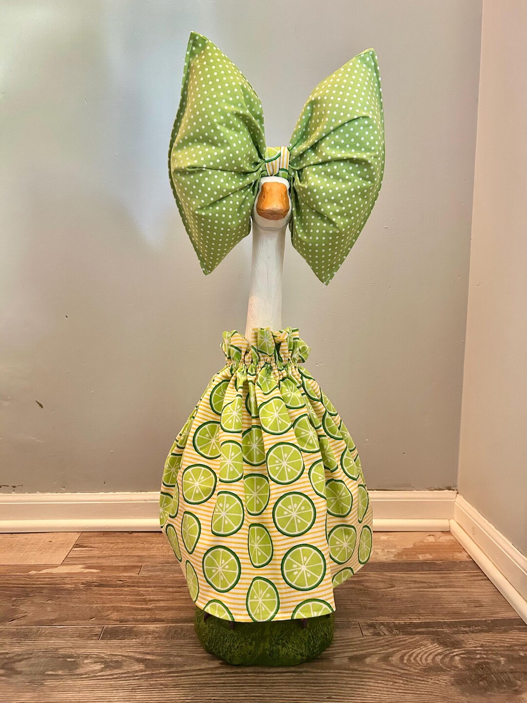 Lime Polka Dot Porch Goose Dress and Bow Outfit (fits 19"-28" Goose) - Etsy