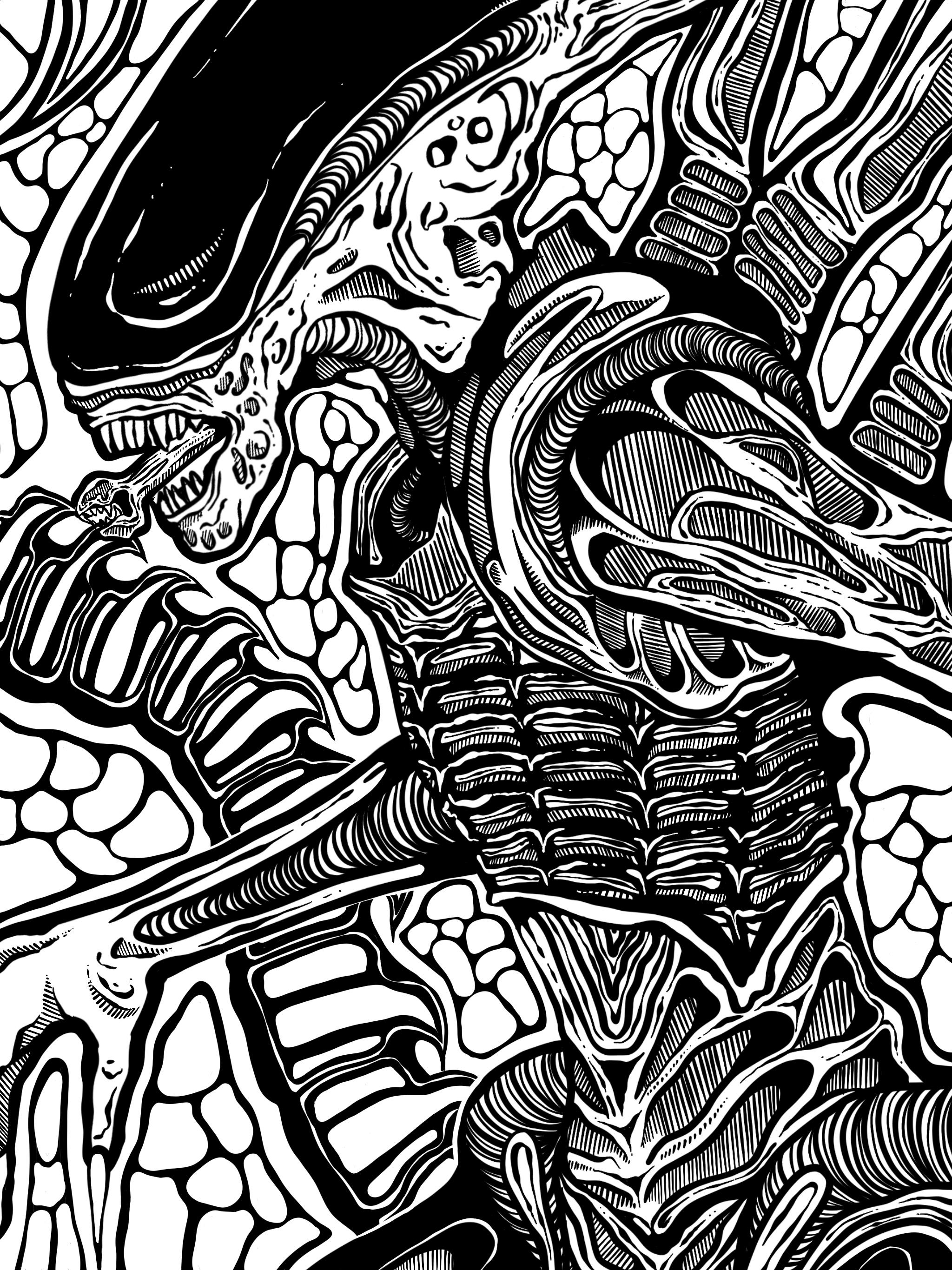 Alien Xenomorph Original Art Print - Etsy