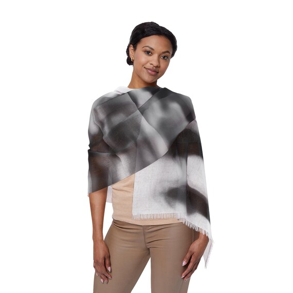 Abstract Silhouette Silky Scarf  100% Silk Square Scarf | Abstract Silhouette Blue main image 3