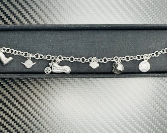 Vintage Harley Davidson Charm Bracelet, 925 Sterling Silver Motorcycle Jewelry, Perfect Gift for Harley Enthusiasts, MOD, New in Box
