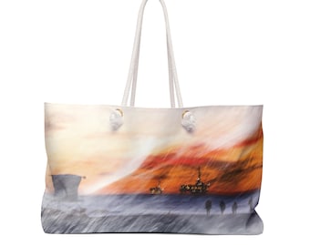 Sunset Lifeguard Tower Weekender Bag - Beach Tote, Travel Duffel, Overnight Bag