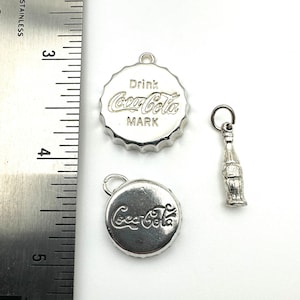 Vintage .925 Sterling Silver Coca-Cola Charm, Coca Cola Merch Fan, Unique Gift, Jewelry, Fashion, Charm for Bracelet or Pendant
