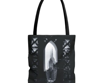 NYC Empire State Cityscape Tote Bag, Urban Chic Shopping Bag, Stylish Carryall - Perfect Gift for City Lovers, Eco-Friendly Canvas Bag
