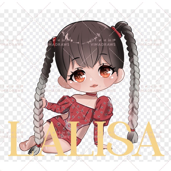 Blackpink Lisa Inspired  Lalisa Album Cover Drawing Clipart Digital Download /  Cute kawaii / Sublimation PNG / Printable File for Blinks