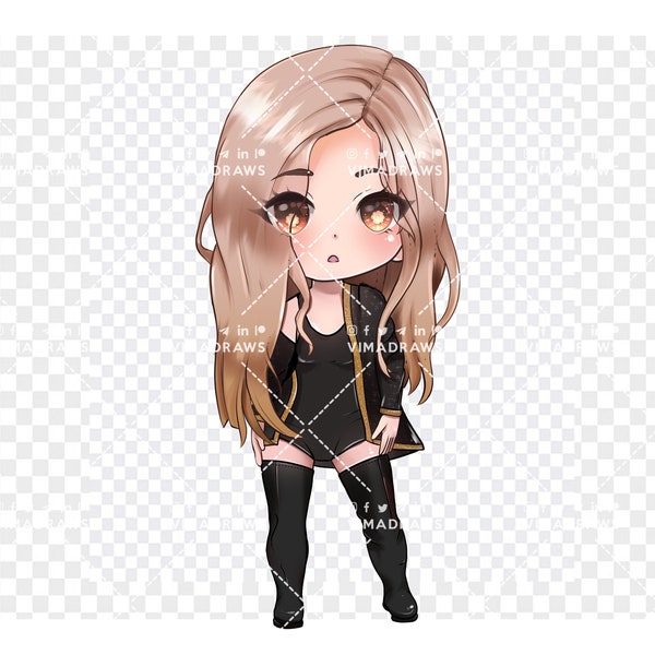 Blackpink Rosé Inspired Drawing Clipart Digital Download / Kpop Idol/ Cute kawaii / Sublimation PNG File / Printable Digital Art for Blinks