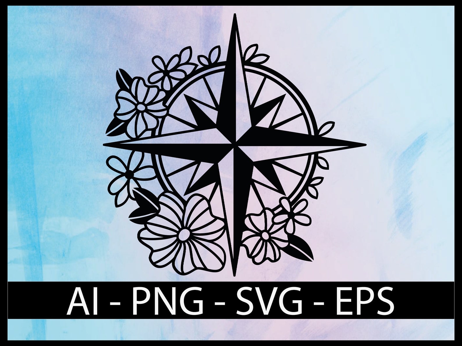 Compass Flowers Floral Svg Png Dxf Eps Cricut Etsy