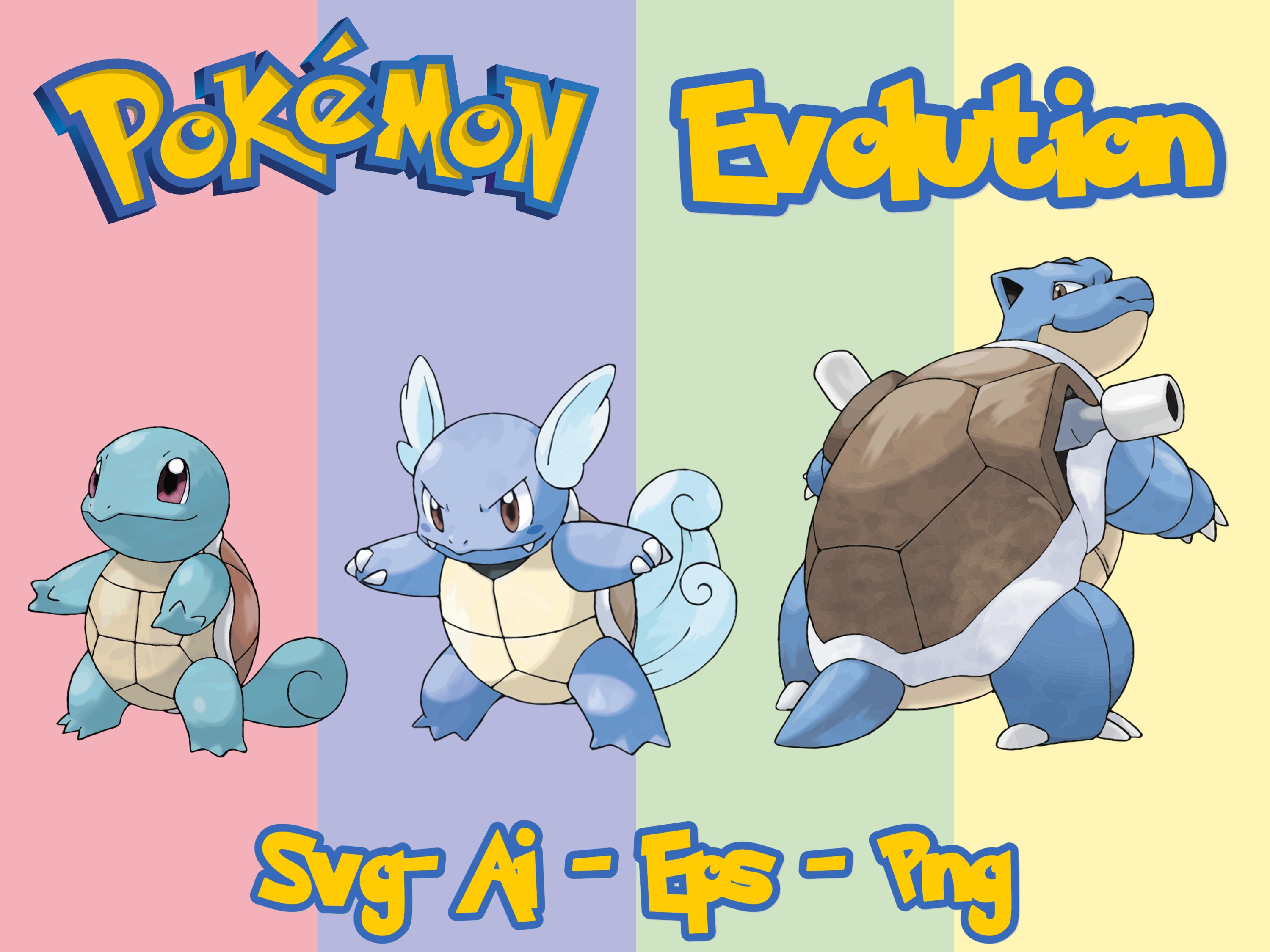 Pokemon Squirtle Evolutions Pack Svg Png Eps Ai Vector | Etsy