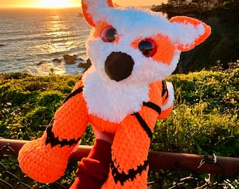 Handmade Crochet Fire Dog Plushie, Dog plushie