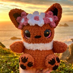 Fox Plushie Eevee inspired, Handmade Crochet