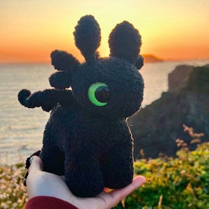 Standing Dragon Plushie, Handmade Crochet, Night Fury Inspired