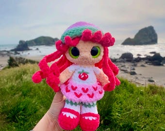 Strawberry Crochet Doll | Handmade Collectible Plushie | Cute Kawaii Amigurumi Doll