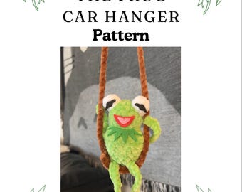 Low-Sew Kermie Frosch Auto-Aufhänger Häkelanleitung (PDF-Muster)