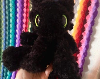 Fur Night Dragon Plushie, Handmade, Handmade Crochet Dragon Plushie