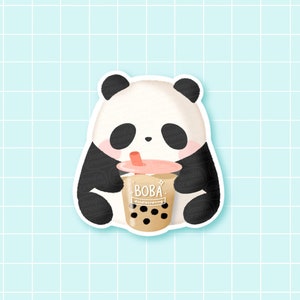 Panda & Boba Sticker [Waterproof!], Die Cut Stickers, Laptop/Waterbottle/Journal Decals, Cute Stickers, Stationery, Food, Animal Stickers