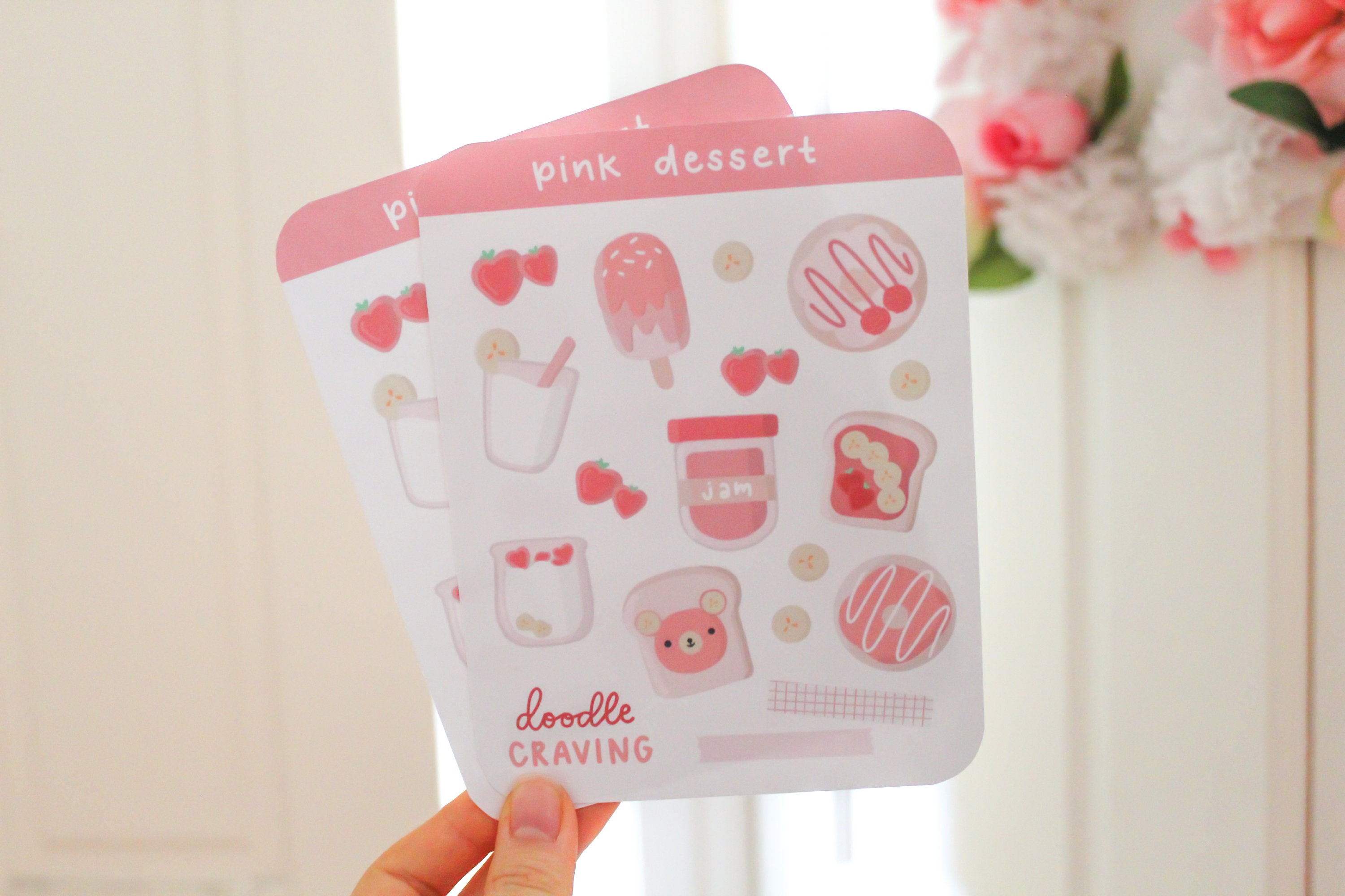 Dessert Sticker Sheet [matte], Pink Stickers, Kiss Cut, Laptop ...