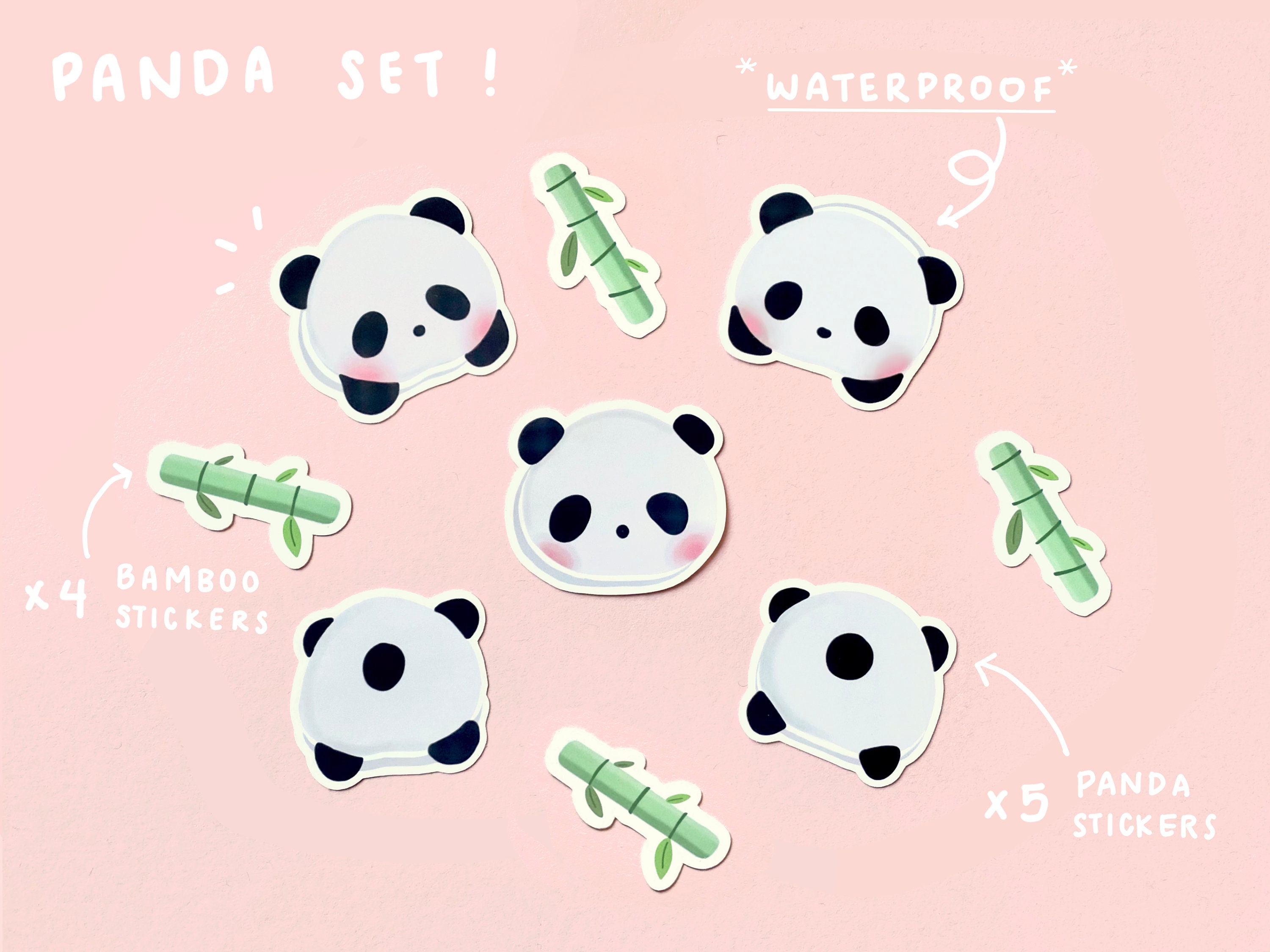 Panda Sticker Set [waterproof!], Die Cut Stickers, Laptop/waterbottle ...