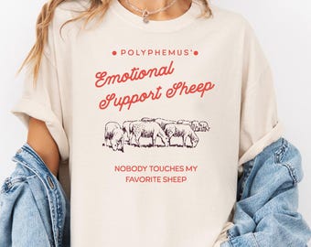 T-shirt en mouton avec soutien émotionnel, couleurs confortables, Polyphemus, The Odyssey