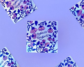 Tangled Thoughts Sticker: Floral Holographic Vinyl Sticker