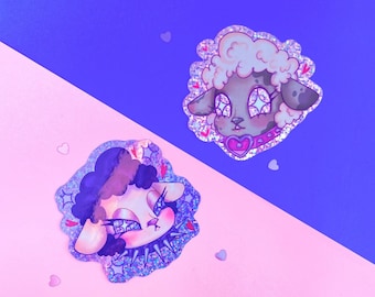 Sugar And Spice Goth Sheep Sticker: Glitter Waterproof Vinyl