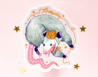 Cowboy Possum Sticker: Howdy Matte Vinyl Sticker