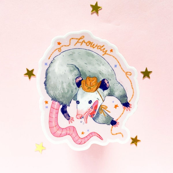 Cowboy Possum Sticker: Howdy Matte Vinyl Sticker