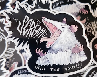 Screaming Possum Sticker: Glossy Waterproof Vinyl (3x3)
