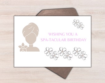Printable Birthday Card, Spa-tacular Birthday Digital Download Greeting Card, sweet, girl, woman Birthday Card, Instant Download, Printable