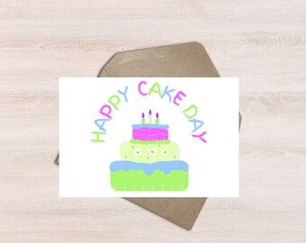 Druckbare Geburtstagskarte, Geburtstagskuchen, Geburtstag Digital Download Grußkarte, Sofort Download, Printable, Happy Cake Day Geburtstagskarte