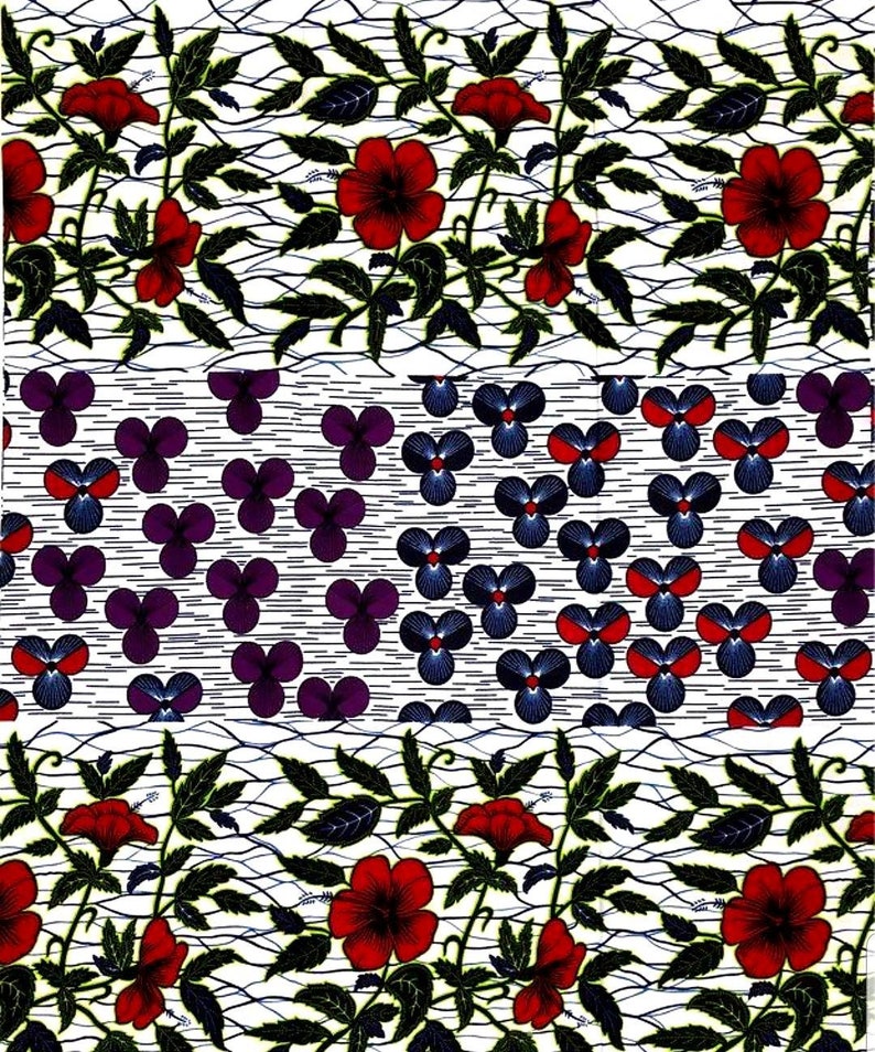 Wax fabric 100/% mixed cotton 2 beautiful prints same fabric measures from 50cm on 116 laize.