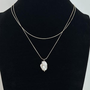 A+ Baroque Pearl Pendant Necklace, One of a kind White Baroque Pearl, Handcrafted Natural Pearl Artisan Necklace