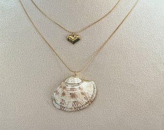 Oversize Seashell Necklace, Shell Pendant Necklace,hunky