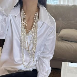 French multi-layer long pearl necklace Pearl beaded necklace,imitation pearl necklace, all-match jewelry