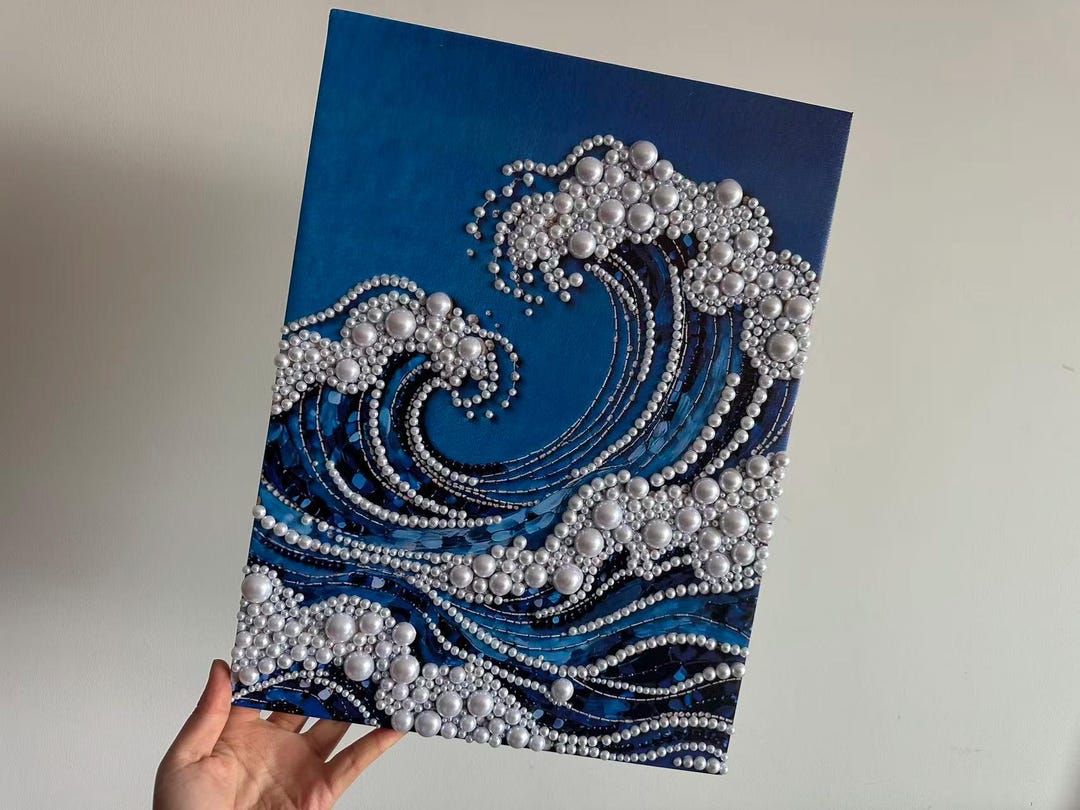 DIY Pearl Painting Kit,beach Scene Canvas Decor,beginner Friendly