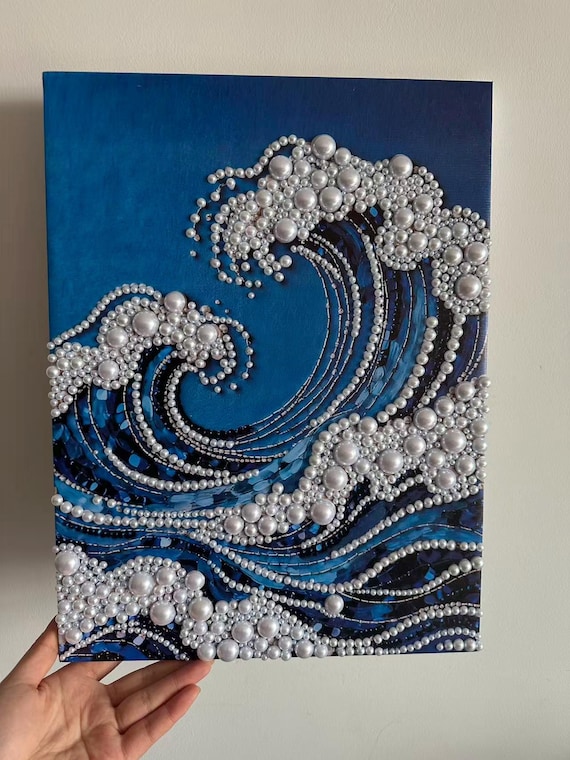DIY Pearl Painting Kit,beach Scene Canvas Decor,beginner Friendly
