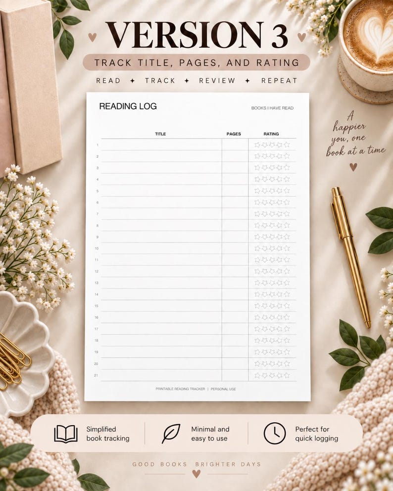 6 Printable Reading Logs | Book Tracker Bundle | Fillable PDF Reading ...