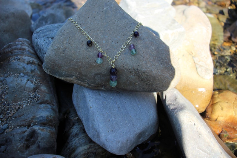 Fluorite gold plated chained 24 necklace