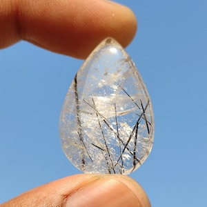 Natural Tourmalinated Quartz Cabochon - Rutilated quartz - Black tourmaline - Black rutile - Tourmaline - Smoky Quartz